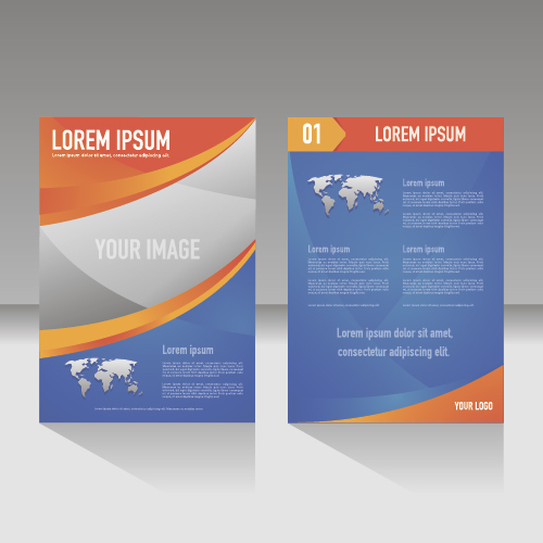 Orange blue brochure cover design vector