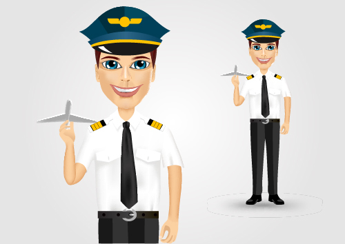 Pilot and airplane model vector