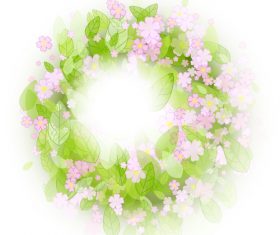Pink flower wreath vector background