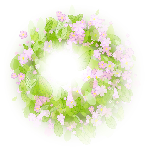 Pink flower wreath vector background