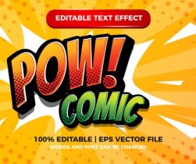 Pow comic editable text effect with halftone background vector