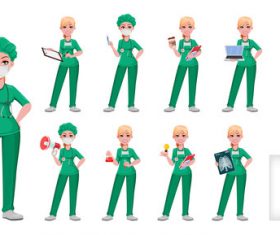 Pretty amiable nurse cartoon vector
