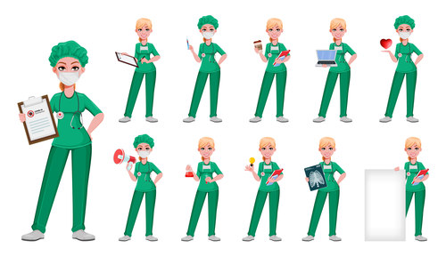 Pretty amiable nurse cartoon vector