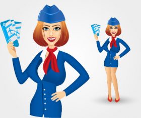 Pretty stewardess vector