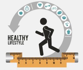 Proper fitness and nutrition vector