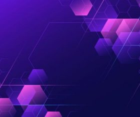 Purple and pink hexagon background vector