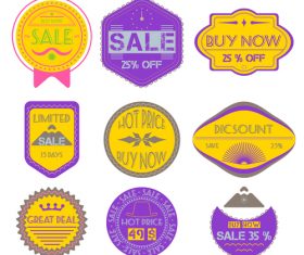 Purple and yellow badges vector