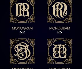 RN monograms in vector