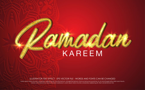Ramadan kareem 3d editable text style effect vector