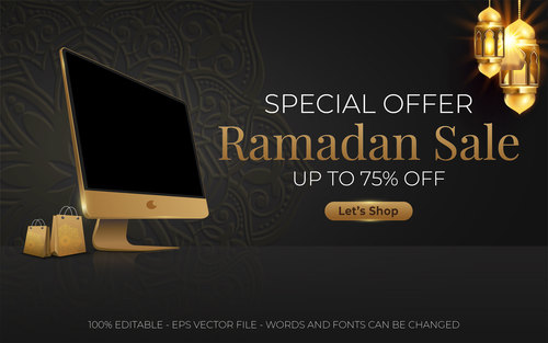 Ramadan sale proud editable text style effect vector