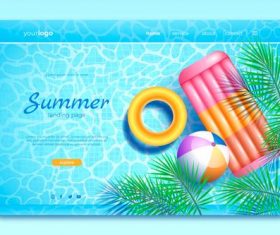Realistic summer landing page vector