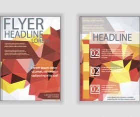 Red geometric pattern A4 size brochure cover vector