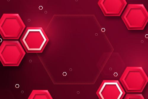 Red hexagon background vector