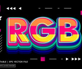 Rgb fact editable text style effect vector