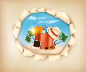 Ripped paper travel background concept vector