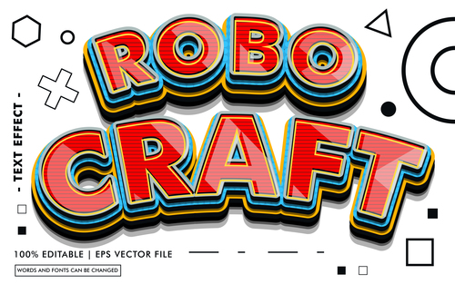 Robo craft editable text style effect vector
