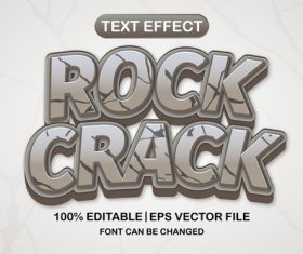 Rock crack 3d editable text style vector