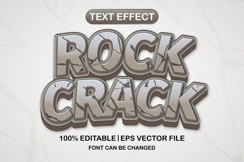 Rock crack 3d editable text style vector