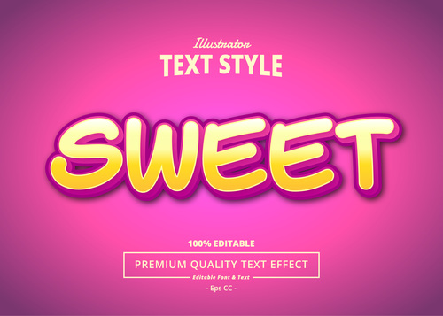 SWEET text effect vector