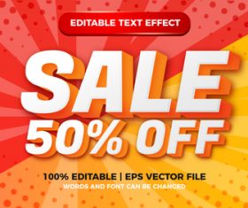 Sale editable text effect with halftone background vector