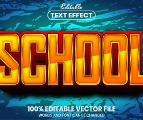School font style editable text effect vector