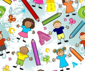 Seamless children pencils and letters vector