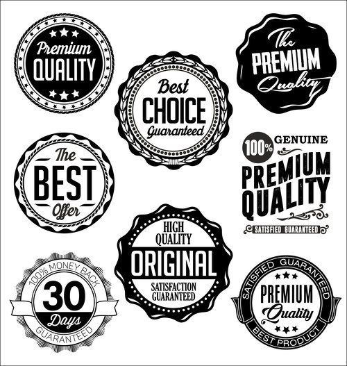 Set of vintage badges on black and white vector