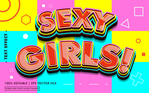 Sexy girls editable text style effect vector