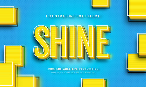Shine illustrator text effect vector