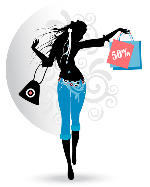 Shopping girl silhouette vector