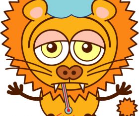 Sick lion vector