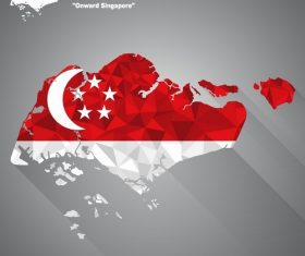 Singapore map flag vector