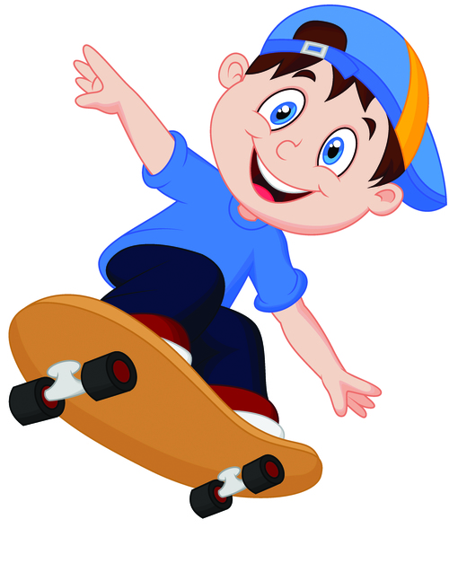 Skateboarding kid vector