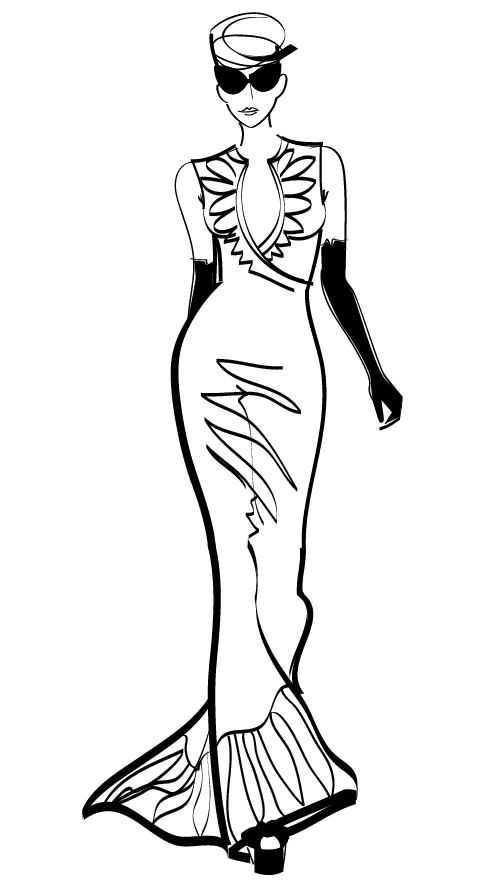 Sketch silhouette elegant girl vector free download