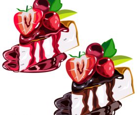 Sketch strawberry chocolate cake vector