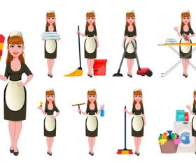 Smiling cleaning lady cartoon vector