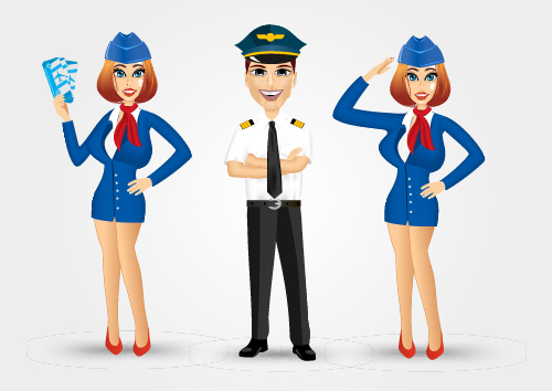 Stewardess and pilot vector