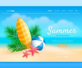 Summer landing page design vector