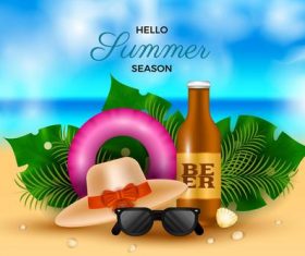 Summer travel background with slippers vectors free download