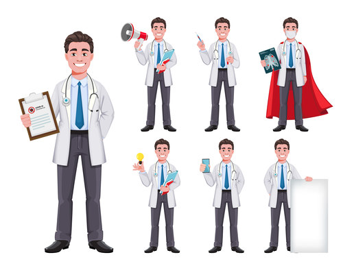 Super doctor cartoon character doctor man vector