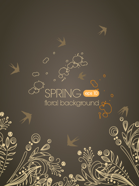 Swallow and flower background vector