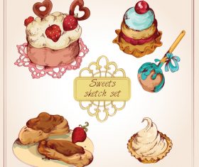 Sweets sketch set vector