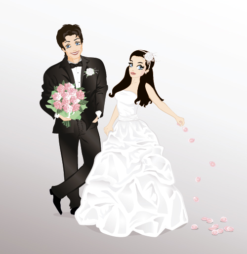The bride and groom vector