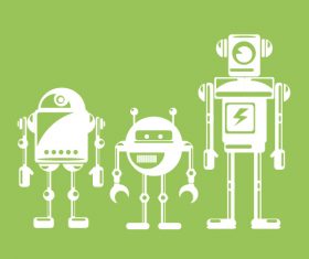 Three robots icon vector