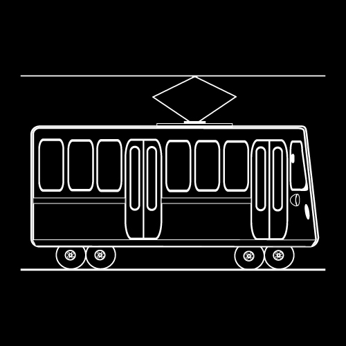 Tram black and white silhouette vector