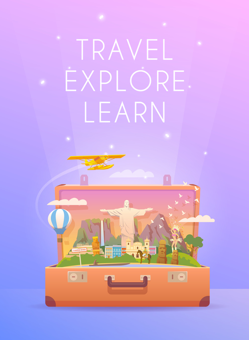 Travel explore learn illustration vector