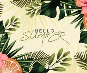 Tropical plants background card vector