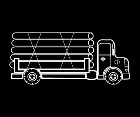 Truck black and white silhouette vector