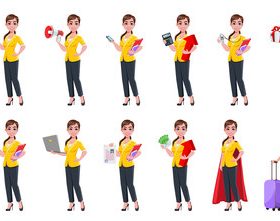 Vector business woman character manager secretary office worker