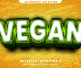 Vegan font style editable text effect vector